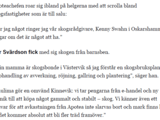 Läs i DI om Pär Svärdsons omvända Kinnevik-ta pengar från e-handel och ny teknik för att investera i skog.